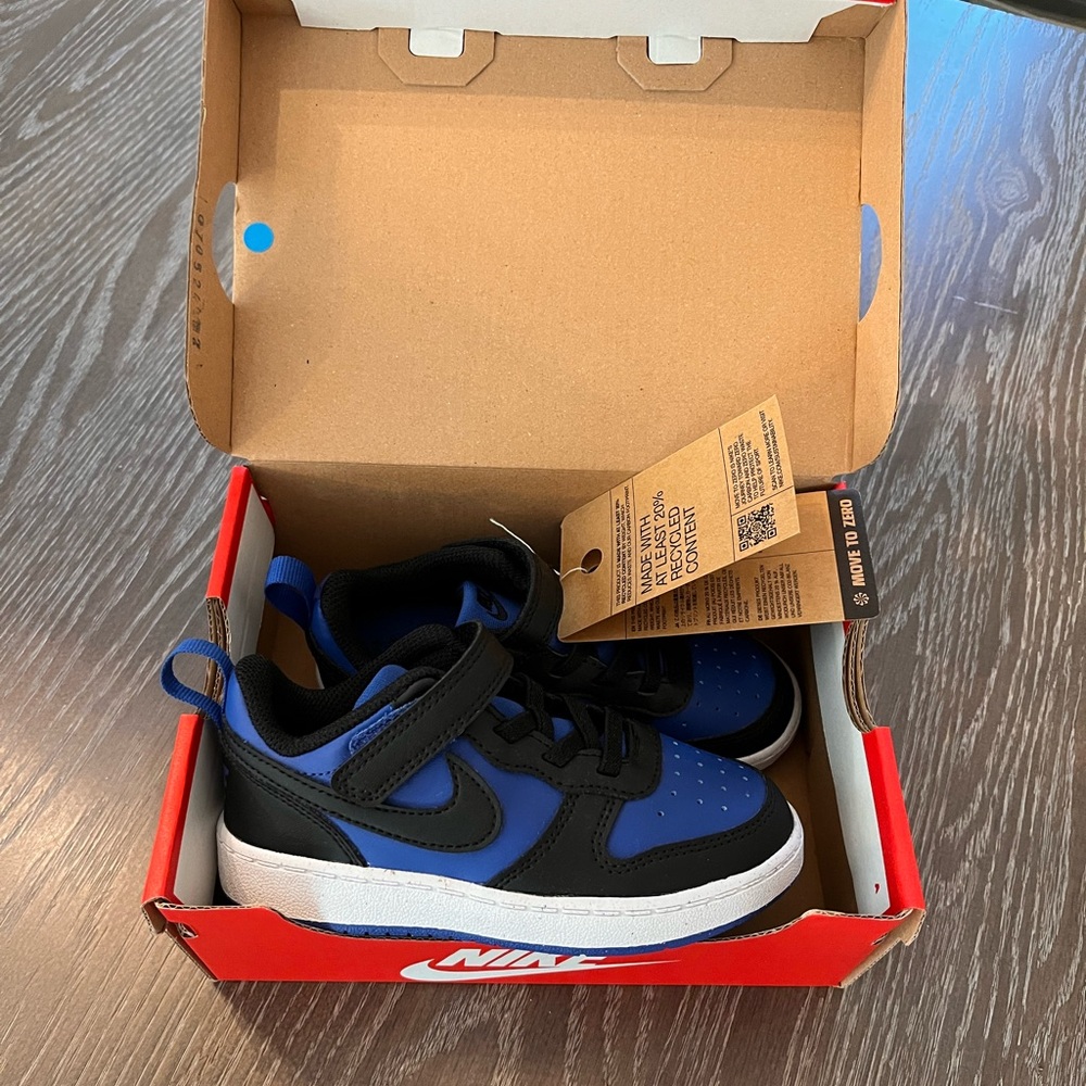 NWT Nike Kids Toddler Court Borough Low Recraft Sneakers Royal Blue 9C